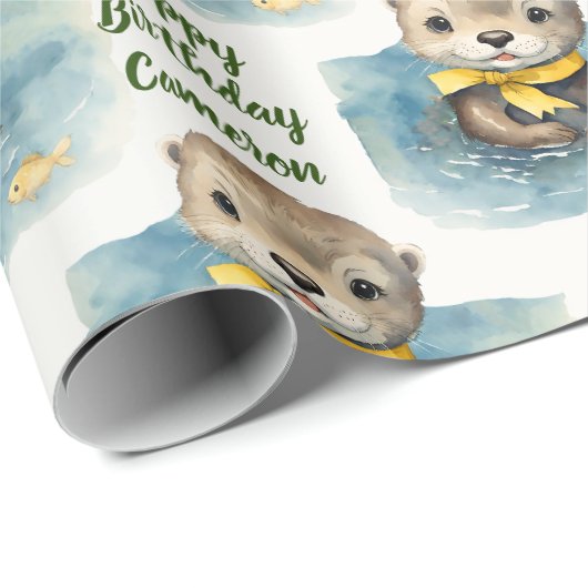 Baby Otter Personalisiert Gender Neutral Geschenkpapier (Rolleneckpunkt)