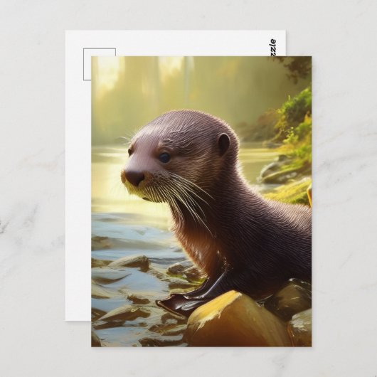 Baby Otter Wildlife Portrait Postkarte (Vorne/Hinten)