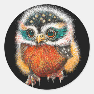 Baby Owl Art Runder Aufkleber