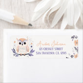 Baby Owl Boho Peach Lavender Floral Design - (Insitu)