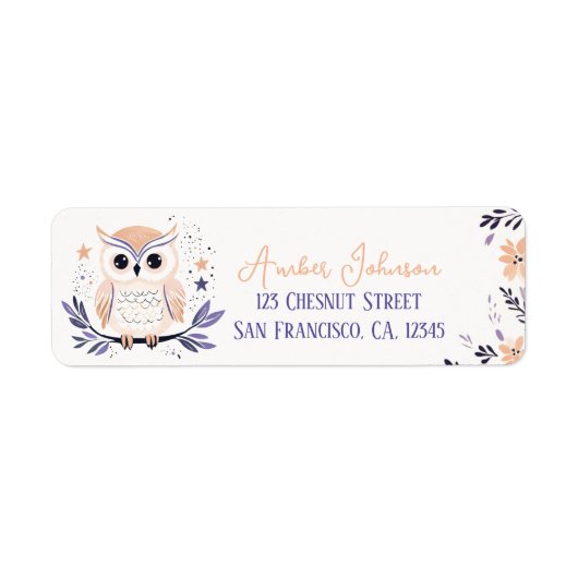 Baby Owl Boho Peach Lavender Floral Design - (Vorne)