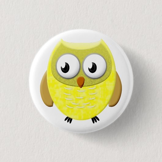 Baby Owl Cartoon Button (Vorderseite)