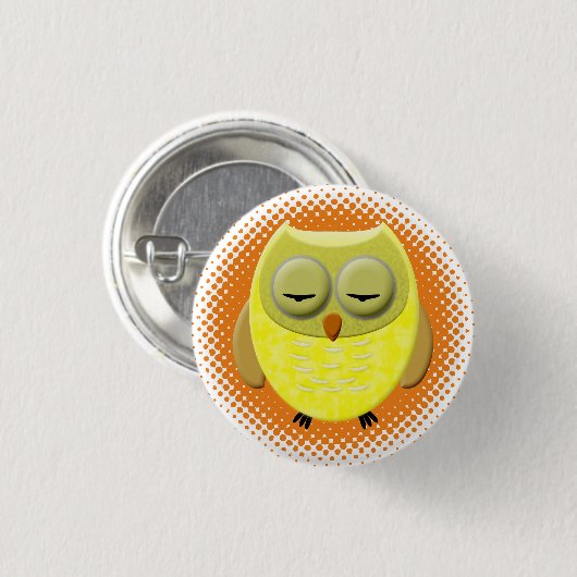 Baby Owl Cartoon Button (Vorne & Hinten)