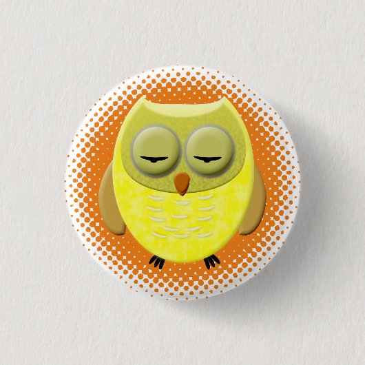 Baby Owl Cartoon Button (Vorderseite)