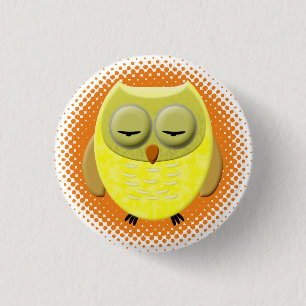 Baby Owl Cartoon Button