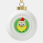 Baby Owl Cartoon Santas Hat Keramik Kugel-Ornament (Vorderseite)