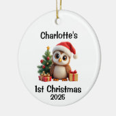 Baby Owl Christmas Keramik Ornament (Links)