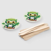 Baby Owl Cute St Patrick Cartoon Fächer (Non-assembled)