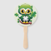 Baby Owl Cute St Patrick Cartoon Fächer (Vorderseite)