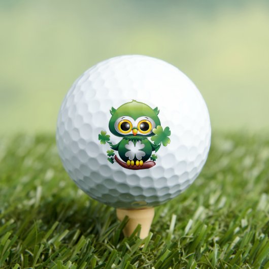 Baby Owl Cute St Patrick Cartoon Golfball (Insitu T-Shirt)