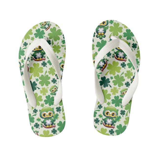 Baby Owl Cute St Patrick Cartoon Kinderbadesandalen (Fußbett)
