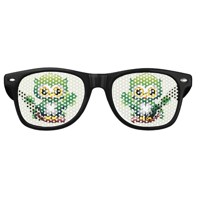Baby Owl Cute St Patrick Cartoon Partybrille (Vorderseite)