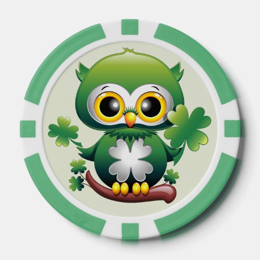 Baby Owl Cute St Patrick Cartoon Pokerchips (Vorderseite)