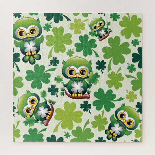 Baby Owl Cute St Patrick Cartoon Puzzle (Vertikal)