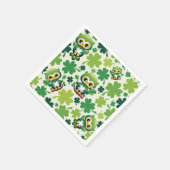 Baby Owl Cute St Patrick Cartoon Serviette (Ecke)
