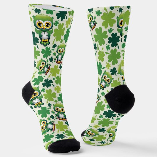 Baby Owl Cute St Patrick Cartoon Socken (Gewinkelt)