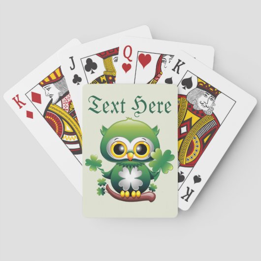 Baby Owl Cute St Patrick Cartoon Spielkarten (Rückseite)