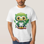 Baby Owl Cute St Patrick Cartoon T-Shirt (Vorderseite)