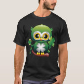 Baby Owl Cute St Patrick Cartoon T-Shirt (Vorderseite)