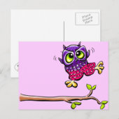 Baby Owl First Flight Pink Postkarte (Vorne/Hinten)