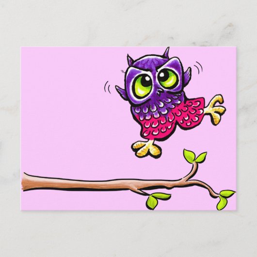 Baby Owl First Flight Pink Postkarte (Vorderseite)