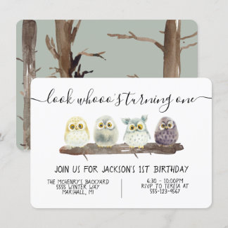 Baby Owl Geburtstagsparty Einladung