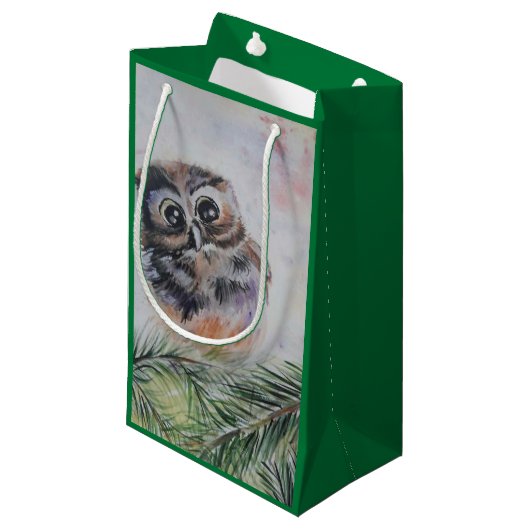 Baby Owl Geschenktasche Kleine Geschenktüte (Vorderseite Schrägansicht)