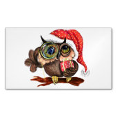 Baby Owl in Christmas Hat Magnet (Vorderseite)
