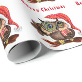 Baby Owl in Christmas Hat und Geschenkpapier (Rolleneckpunkt)