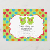 Baby Owl Kleidung Twins Baby Dusche Einladung (Vorne/Hinten)