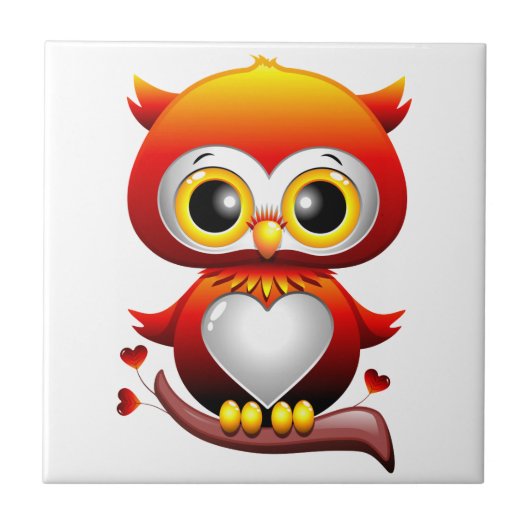 Baby Owl Liebe Cartoon Fliese (Vorderseite)