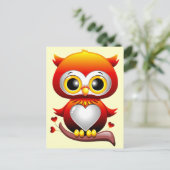 Baby Owl Liebe Cartoon Postkarte (Stehend Vorderseite)