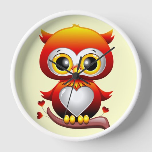 Baby Owl Liebe Cartoon Uhr (Vorderseite)