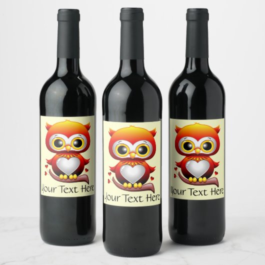 Baby Owl Liebe Cartoon Weinetikett (Flaschen)
