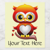 Baby Owl Liebe Cartoon Weinetikett (Einzelnes Label)