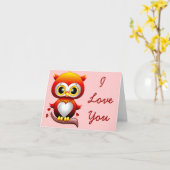 Baby Owl Liebe Herz Cartoon Note Card Karte (Gelbe Blume)