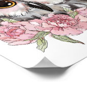 Baby Owl Rose Animal Poster | Wall Print (Ecke)