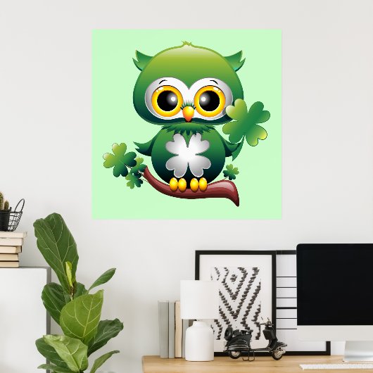 Baby Owl St Patrick Cartoon Poster (Heimbüro)
