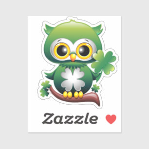 Baby Owl St Patrick Paddy Cartoon Aufkleber