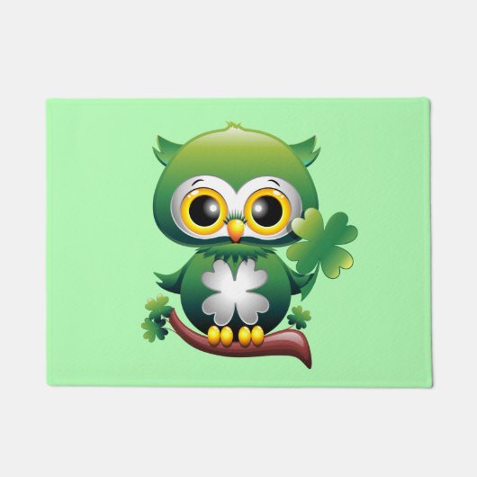 Baby Owl St Patrick Paddy Cartoon Fußmatte (Vorderseite)