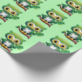 Baby Owl St Patrick Paddy Cartoon Geschenkpapier (Ecke)