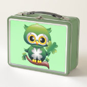 Baby Owl St Patrick Paddy Cartoon Metall Brotdose (Vorderseite)