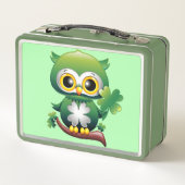 Baby Owl St Patrick Paddy Cartoon Metall Brotdose (Rückseite)