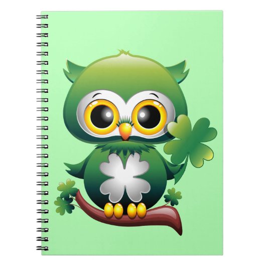 Baby Owl St Patrick Paddy Cartoon Notizblock (Vorderseite)