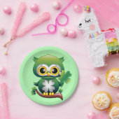 Baby Owl St Patrick Paddy Cartoon Pappteller (Party)
