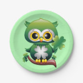 Baby Owl St Patrick Paddy Cartoon Pappteller (Vorderseite)