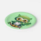 Baby Owl St Patrick Paddy Cartoon Pappteller (Schrägansicht)