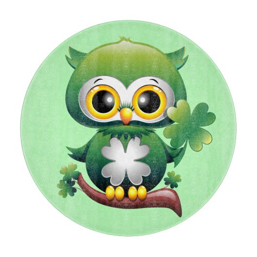 Baby Owl St Patrick Paddy Cartoon Schneidebrett (Vorderseite)