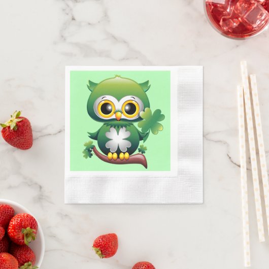 Baby Owl St Patrick Paddy Cartoon Serviette (Beispiel)