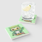 Baby Owl St Patrick Paddy Cartoon Steinuntersetzer (Seitenansicht)